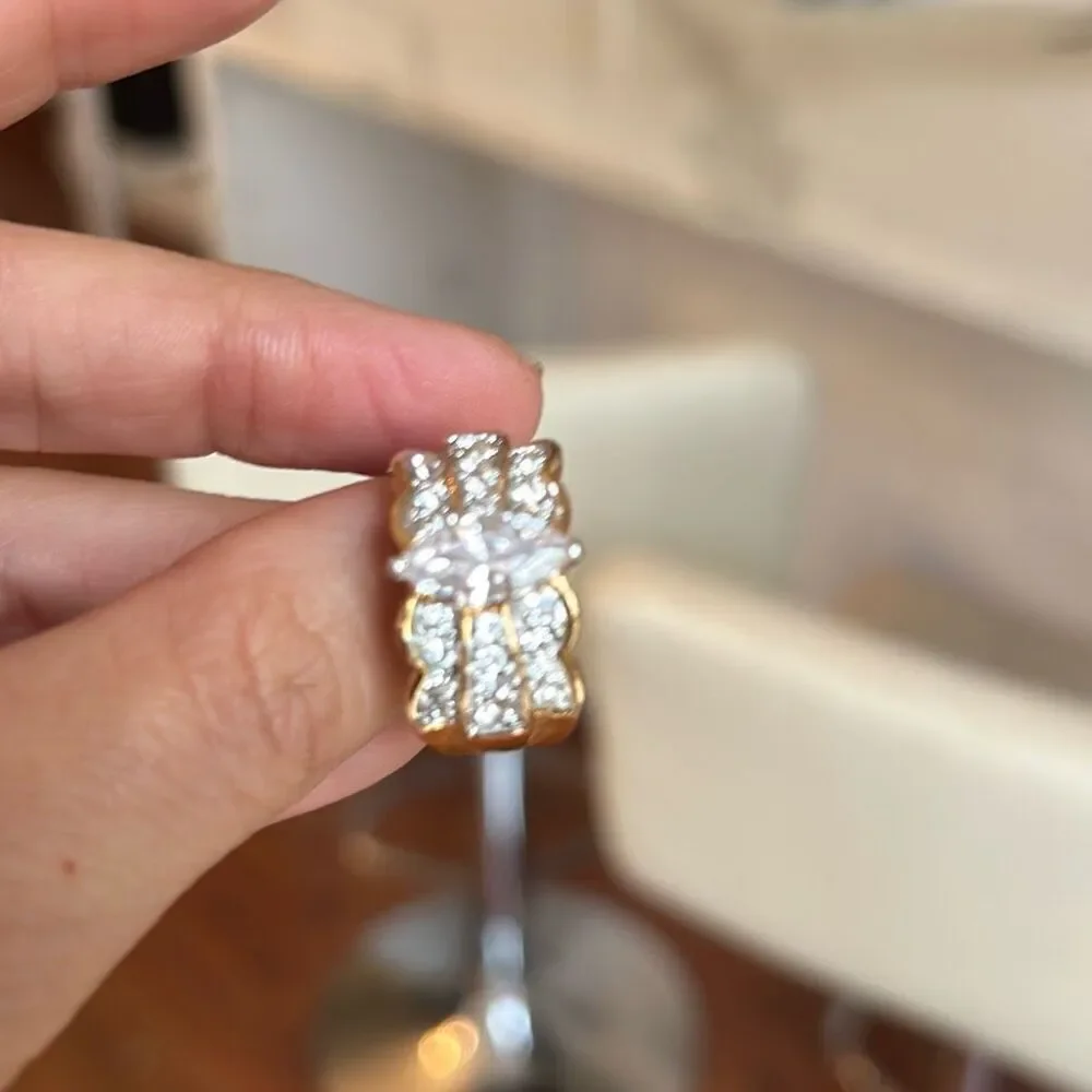 RSC multi diamond costume ring with gold size 9.5